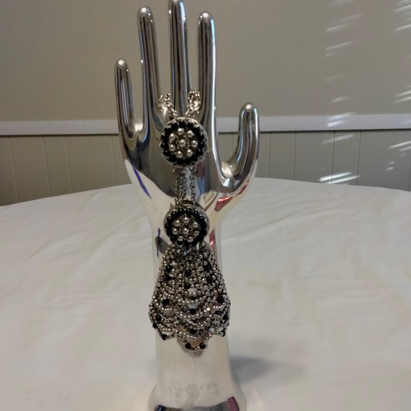 Iris Apfel & Bajalia Black & Silver Panja Hand Bracelet - Picture 6 of 14